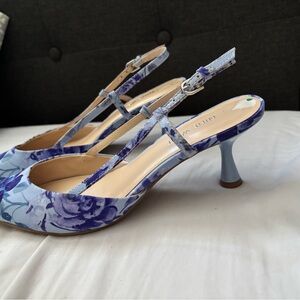 Nine West Blue Floral Heels
